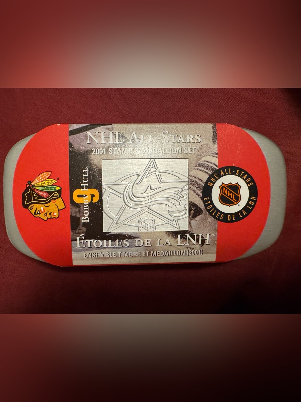 NHL Silver & Red 2001 All-Stars Stamp and Medallion - Bobby Hull